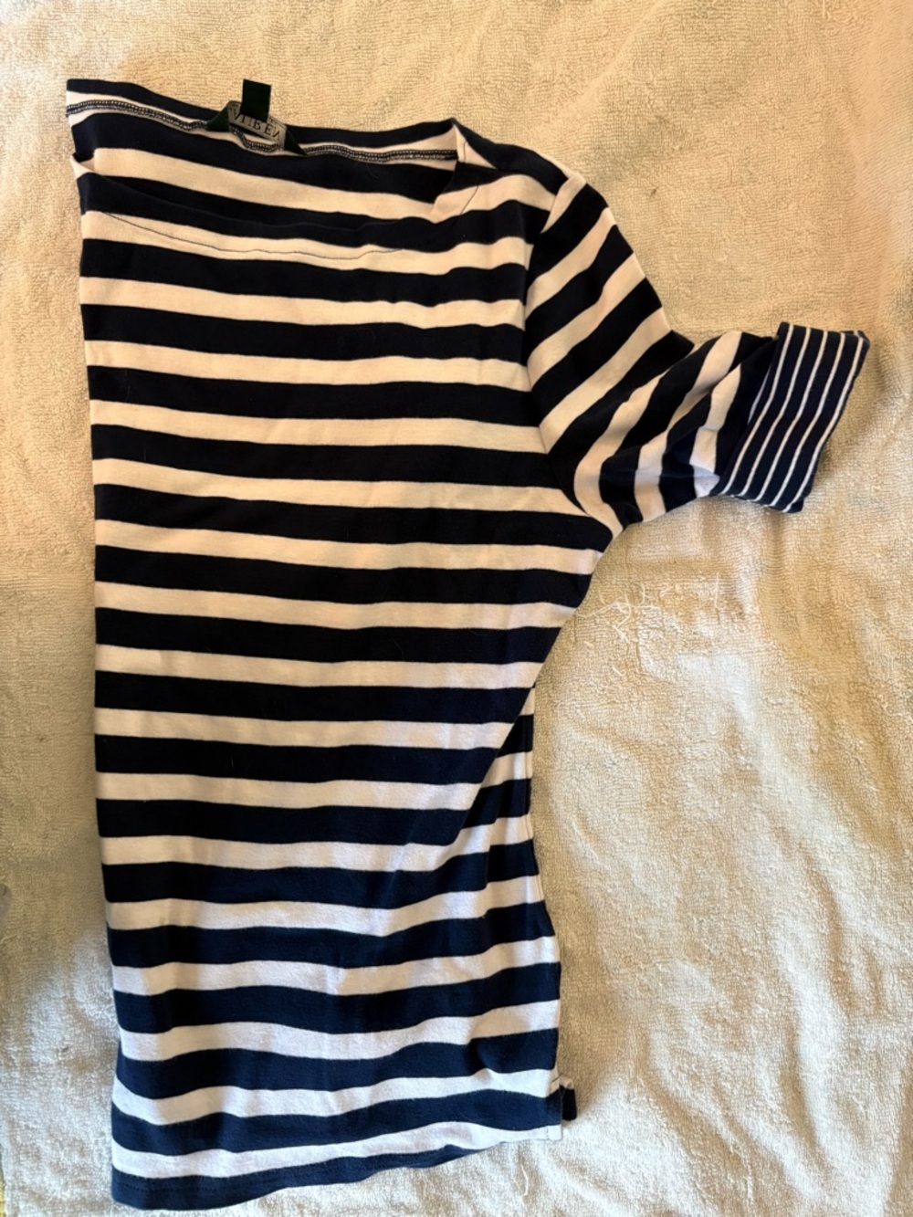 Lauren Ralph Lauren Navy White Striped Top Boatneck Short Sleeve Breton Tee XL